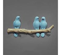 4 ganchos creativos de pájaros para abrigos, perchero de pared impermeable de 15 libras para entrada, dormitorio, baño, 1 gancho (3 ganchos azules)
