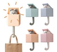 4 ganchos de pared autoadhesivos, plástico ABS de alta calidad, ganchos de pared para niños, ganchos versátiles, tecnología de extracción y pegado, amplia aplicación, ganchos para llaves de gato para