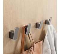 4 ganchos de pared modernos, autoadhesivos o de tornillo, 21 piezas de pared moderna de aluminio adecuados para baño y oficina. Este gancho complementa cualquier decoración (gris (4))