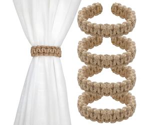 4 Ganchos para Cortinas Trenzados Bohemios, artículos para el hogar exquisitos y compactos, Elegantes Accesorios rústicos para Cortinas, adecuados para la búsqueda de un Estilo de decoración Natura