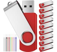 4 GB PenDrive 10 Piezas Memorias USB 2.0 - Portátil Unidad Flash USB 4GB Pen Drive Giratorio - Almacenamiento de Datos USB Flash Drives Rojo con Cordones para Trabajos Fotográficos by FEBNISCTE