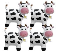 4 globos con estampado de vaca, decoración para fiestas temáticas de animales de granja con globos de aluminio en forma de vaca para cumpleaños, fiestas del oeste o del granero.