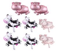 4 Globos con Forma De Cerdo Y 4 Globos con Forma De Vaca, Globos De Animales De Dibujos Animados, Decoraciones para Fiestas Temáticas De Granja