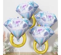 4 globos de anillo de compromiso, globos de anillo de diamante de Mylar de aluminio para compromiso, despedida de soltera, despedida de soltera, propuesta de boda, aniversario de matrimonio, recién