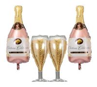 4 globos de champán con bombona de gas de helio, botella de vino XXL, globo de helio, decoración para botellas de champán, ideal para bodas, cumpleaños y eventos