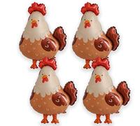 4 globos de pollo, globos de aluminio de animales de granja