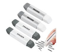 4 gomas de borrar de goma natural para tinta y lápiz, borrador de arena para pluma estilográfica, suministros de corrección de oficina escolar, removedor de doble cabezal (gris)