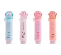 4 gomas de borrar retráctiles de goma con garra de gatito, rellenables, para niños, estudiantes, aulas, deberes, empujar