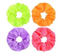 4 gomas para el pelo para mujer, coleteros de color sólido, accesorios para el cabello, accesorios de neón para mujer, gomas elásticas para el cabello para atar el cabello (naranja, rojo rosa