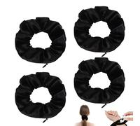 4 gomas para el pelo Scrunchies, color negro, con cremallera, escondite de dinero, accesorios de viaje, para mujeres, gomas para el pelo con escondite de dinero, para la playa, para viajeros