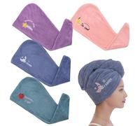 4 gorros bordados para secar el cabello, cabello de secado rápido, pañuelos absorbentes rápidos, acortan el tiempo de secado, adecuados para maquillaje, baño y lavado de cara.