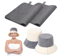 4 gorros de sauna y cojín de fieltro para sauna, gorro de sauna para hombre y mujer, evita el sobrecalentamiento y el daño del cabello, para saunas y baños termales (gris)