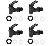 4 grifos dispensadores de agua universales de repuesto, grifos dispensadores de plástico tipo empuje para agua fría caliente, cerveza, vino, jugo, botella, cubo, blanco y negro (solo negro)