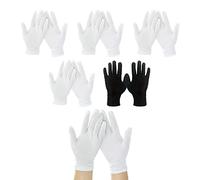 4 guantes blancos + 1 guante negro para eczema, piel sensible seca irritada, protección de loción de crema de manos durante la noche, trabajo diario, 100% algodón, tamaño 9" (5 pares)