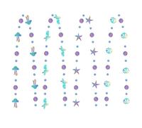 4 guirnaldas de papel para decoración de cumpleaños de sirena, para fiestas bajo el agua, para un mundo marino, caballito de mar, conchas, medusas, borlas, adornos colgantes para niños y niñas