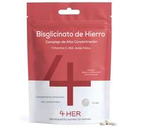 4 HER Hierro Bisglicinato 14mg para Cansancio y Fatiga, 120 Comprimidos