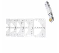 4 herramientas de alineación de camisetas, guía de regla de camiseta de forma curva con cinta métrica para adultos, jóvenes y niños pequeños (transparente)