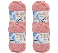 4 hilos de ganchillo de 50 g, hilo de algodón con leche, hilo suave para tejer a mano, para manualidades, mantas de bebé, bufandas, manualidades, 4 unidades