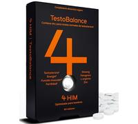 4 HIM TestoBalance - Energía & Funcion Musculár - Zinc + Magnesio + B6, Fenogreco, L-Arginina & Ginseng - 60 Comprimidos Veganos