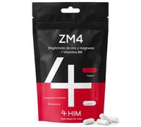 4 HIM ZM4 Magnesio Bisglicinato, Zinc para Testosterona Normal, 90 Cápsulas | Magnesio 150mg, Zinc 7mg, Vitamina B6 3,5mg, para Hombres, 1 al Día, Vegano, Certificación GMP, 3 Meses, Hecho en Europa