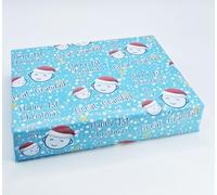4 hojas con 4 etiquetas, caras lindas con texto en inglés "Happy 1st Christmas As My Great Grandad", papel de regalo para primera Navidad, bisabuelo, relaciones familiares azules (PA)