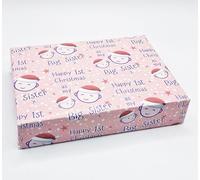 4 hojas con 4 etiquetas de caras lindas con texto en inglés "Happy 1st Christmas As My Big Sister", papel de regalo para primera Navidad, color rosa para relaciones familiares (PA)
