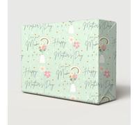4 hojas con 4 etiquetas para el día de la madre, diseño de florero verde con texto en inglés "Love You Mum", papel de regalo, corazones blancos y dorados (PA)