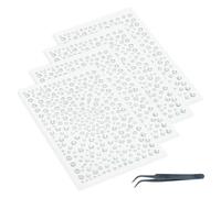 4 hojas de 1300 piezas de pegatinas brillantes con 1 pieza de pinzas, autoadhesivas de cristal strass adhesivo para teléfono PC decoración DIY pegatinas acrílicas purpurina gemas redondas de cuentas