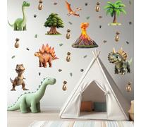 4 hojas de 36 calcomanías de dinosaurio, cueva de volcán de dinosaurio, calcomanías de pared para habitación de niños, decoración de habitación de niños, decoración de habitación de niñas, habitación