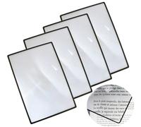 4 hojas de aumento de página para leer, 3 aumentos de plástico óptico ligero Fresnel lente marcapáginas Lupa plana para ancianos y personas con baja visión lectura pequeños patrones, mapas y libros.