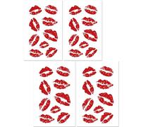 4 Hojas de Labios Rojos Pegatinas,36 Piezas Tatuajes Temporales de Labios,Tatuajes de Besos Lindos,Maquillaje Pegatinas De Decoración,Tatuajes Falsos de Labios Rojos para Mujeres y Niñas