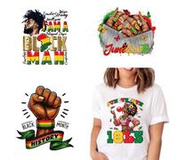 4 hojas de parches de vinilo para planchar de Juneteenth con diseño de historia negra, Día de los Caídos, calcomanías para planchar del Día de la Liberación de 1865, calcomanías de diseño de