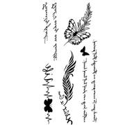 4 hojas de tatuajes falsos de flores grandes negras for mujer, peonías rosas, temporales, for hacer tú mismo, for manos y espalda, arte corporal.(Bk-104)
