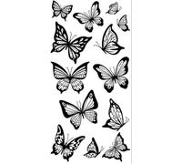 4 hojas de tatuajes falsos de flores grandes negras for mujer, peonías rosas, temporales, for hacer tú mismo, for manos y espalda, arte corporal.(Bk-105)