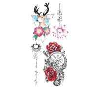 4 hojas de tatuajes temporales de labios y cerezas, pegatinas de mariposas, arte corporal, tatuajes falsos impermeables for brazos, for mujeres y niñas.(ATL272)