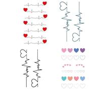 4 hojas de tatuajes temporales impermeables, arte corporal, amor, onda, latido del corazón, línea, tatuaje falso for niñas y mujeres