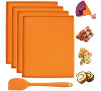 4 hojas deshidratadoras de silicona con borde y raspador de silicona, reutilizables, antiadherentes para deshidratadora, 30,5 x 25,5 cm, sin BPA (naranja)