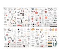4 Hojas Pegatinas de Boda, Coloridas Pegatinas de Novia Impermeables Autoadhesivas Wedding Stickers Suministros para Planificadores de Invitaciones de Boda con Sobres (Estilo 1)