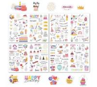 4 hojas pegatinas infantiles, pegatinas de cumpleaños, pegatinas de feliz cumpleaños, pegatinas para libro de firmas de cumpleaños DIY, pegatinas personalizadas, para decoración de fiestas