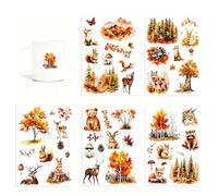 4 hojas Rub On Pegatinas de transferencia de otoño, coloridas pegatinas decorativas para otoño, autoadhesivas, para vidrio, madera, cerámica, manualidades, manualidades e ideas de regalo, Rub Ons