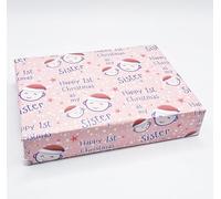 4 hojas y 4 hojas de papel de regalo con caras lindas con texto en inglés "Happy 1st Christmas As My Sister" (PA)