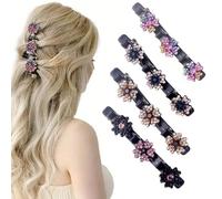 4 horquillas para el pelo de Five Leaf Clover, 2025, nuevas horquillas para el pelo con flores, accesorios para el pelo de cristal para mujer, pasador trenzado para niñas, crea una variedad de