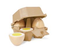 4 huevos de madera divisibles en embalaje, juguetes de madera (huevos de velcro, 9 piezas, juego de juego), de madera para abrir con velcro