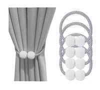 4 Imán para Cortinas，corbatas de cortina magnéticas, pequeños clips de hebilla de cortina de perlas Retenciones de cuerda, para el hogar, la oficina, la decoración de la ventana del hotel(gris)