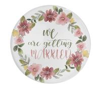 4 imanes de cristal para refrigerador, con texto en inglés "We Are Getting Married", calcomanías redondas para nevera, flores, corona, imanes para lavavajillas, inauguración de la casa o decoración