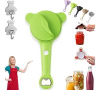 4-in-1 Adjustable Stainless Steel Jar Opener, Bottle and Jar Opener for Weak Hands, Multi-purpose Strain-Free Openers, Lid Remover & Bottle Openers for Jars, Bottles and Ring-Pull Cans (Green)