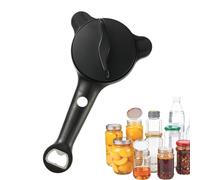 4-in-1 Adjustable Stainless Steel Jar Opener, Effortless Lid Remover for Seniors & Weak Hands, Multi-Functional Kitchen Helper for Jars & Bottles (Black)