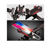 4 In 1 Bicycle Handlebar Power Bank Phone Stand Holder Black/Blue/Orange/Red