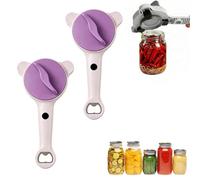 4-in-1 Jar Opener Adjustable Stainless Steel Lid Remover with Non-Slip Grip, Easy Open Tool for Weak Hands Seniors, Fits Bottles Cans and Jars