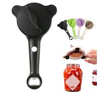 4-In-1 Jar Opener for Weak Hands, Adjustable Ergonomic Jar Openers for Seniors, Fit 1-3.5" Bottle Opener Gripper for Arthritic Hands for Jars Cans Wine Bottles, Home Kitchen Helper (Black)
